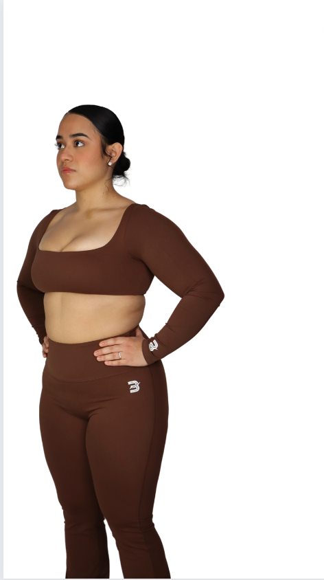 Phlared long sleeve crop top- Mocha